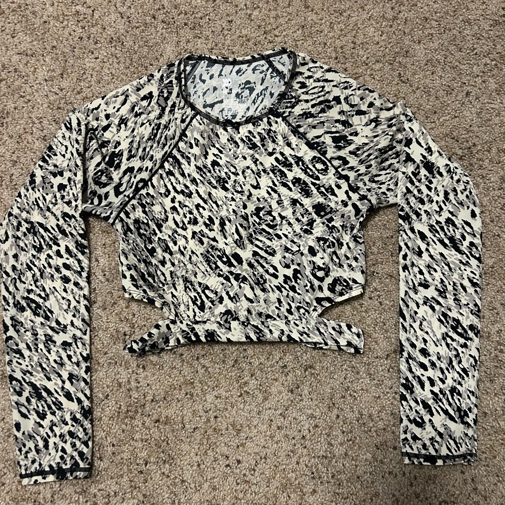 All in Motion Black and White Patterned Crop Top